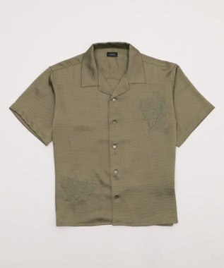 WEGO サテン刺繍シャツ（SS） カーキ