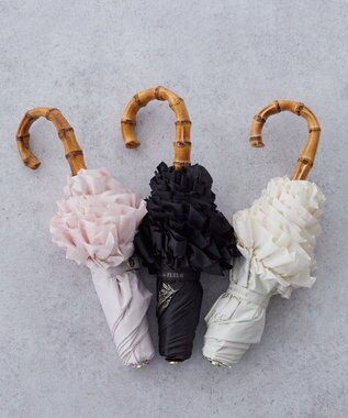 Maison de FLEUR 遮光&UV CUT フリル折りたたみ傘 Pink