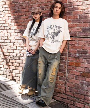 WEGO 【ユニセックス着用ITEM/MLサイズ展開】ブリーチヴィンテージグラフィックT（SS） オフホワイト