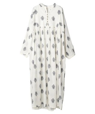 CRAFT STANDARD BOUTIQUE インド綿混フラワーモチーフワンピース Ivory