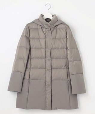 自由区 L 【撥水加工・洗える】ブライトダウンフード付き ダウンコート カーキグレー
