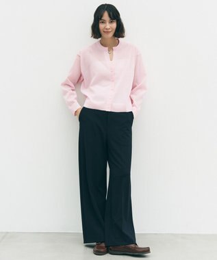 UNFILO L 【ウエストゴム/美シルエット/15サイズ展開】BEAUTY MOVE ワイドストレートパンツ ネイビー