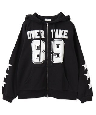 WEGO ナンバリング裏起毛BIGジップパーカー ブラック