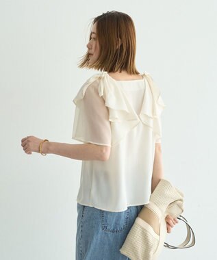 YECCA VECCA リボンスリーブブラウス Off White