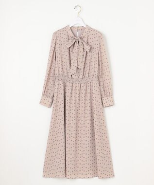 ANY SIS 【洗える】2WAYボウプリント ワンピース ベージュ系