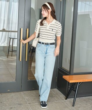 WEGO 別注USPOLO　ケーブルニットポロ ホワイトボーダー