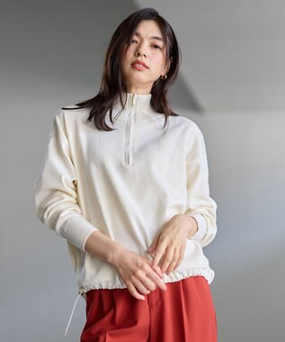 ANY L スウェットライクハーフジップニット エクリュ