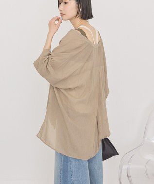 AMERICAN HOLIC Vネックポンチョシャツ Gray Beige