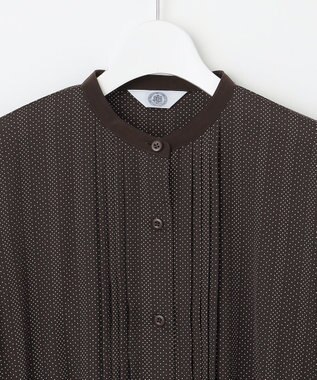 J.PRESS LADIES L 【洗える】ドットデシンプリント ピンタック ワンピース ダークブラウン系