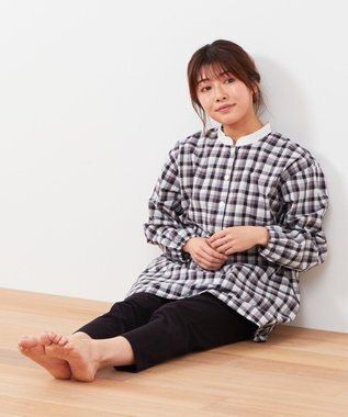 Wing 【パジャマ】長袖・長ズボン　綿100%　チェック柄　ウイング／ワコール　EP4000 ブラック