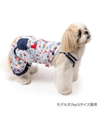 PET PARADISE スヌーピー アメフト オーバーオール 小型犬 ホワイト×ネイビー