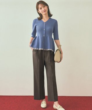 ANY SIS S ウーステッドエステル ワイドパンツ モカグレー