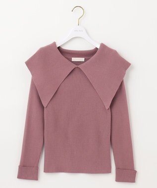 ANY SIS 【洗える】ビックカラーリブ ニット スモーキーピンク