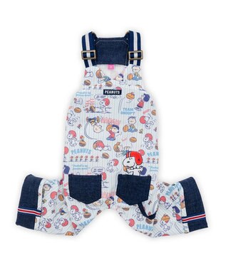 PET PARADISE スヌーピー アメフト オーバーオール 小型犬 ホワイト×ネイビー