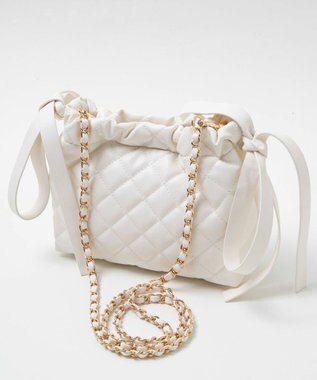 WEGO サイドリボンキルティングショルダー ホワイト