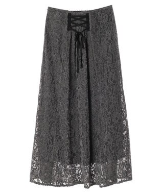 earth music&ecology モールレーススカート Charcoal Gray