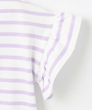 ANY KIDS ウサギ ボーダー Tシャツ ラベンダー系