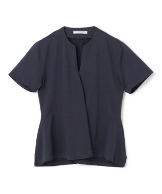 BEIGE， 【洗える】STOCK / オーガニックコットン半袖Vスリットトップス