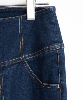 WEGO ハイウエストストレッチデニムフレアパンツ デニム濃色