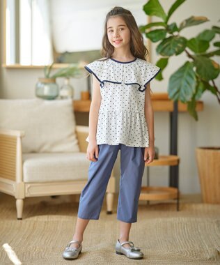 組曲 KIDS 【110-140㎝】バックリボンクロップド パンツ ダスティブルー系