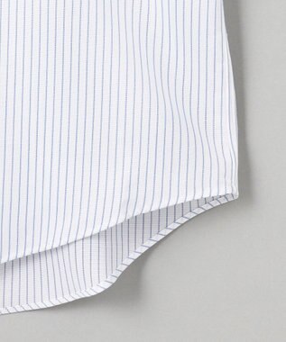 GOTAIRIKU 春夏向け【形態安定】SUMMERPREMIUMPLEATS_スナップダウンカラー 半袖ドレスシャツ(25年モデル) 白地×ネイビーストライプ