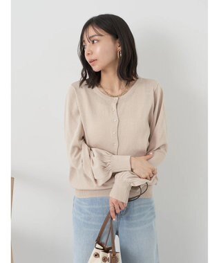earth music&ecology 前後２ＷＡＹちびパールボタンカーディガン Beige