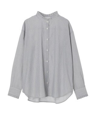 earth music&ecology スタンドフリルシャツ Stripe