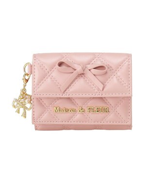 Maison de FLEUR リボンチャームキルティングプチウォレット Pink