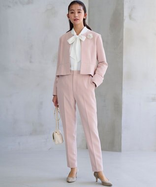 組曲 L 【KUMIKYOKU NAVY】コンフォータブルドレープ フリルテーパードパンツ シャンパンピンク系