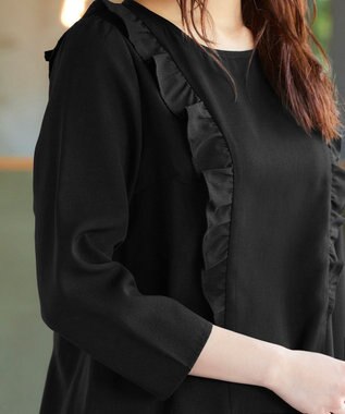 Tiaclasse 【洗える】フリルブラウス ブラック