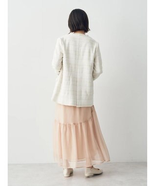 YECCA VECCA 箔プリントシアーギャザースカート Light Beige