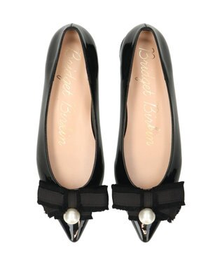 Bridget Birkin 【Bridget Birkin】パールリボンポインテッドパンプス ブラックエナメル