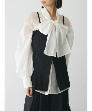 Green Parks AnriettMusee シアーボウタイブラウス Off White