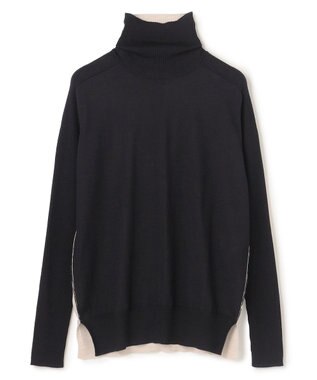 BEIGE， 【洗える・VERY NaVY12月号掲載】LA MONNAIE / バイカラーウールタートルニット Navy × Bone