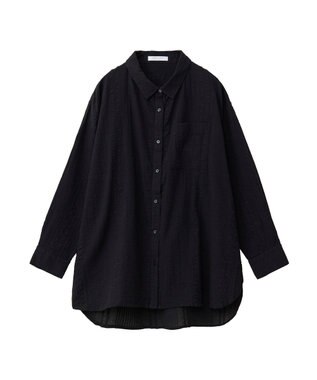 Green Parks インド綿 シアサッカーシャツ Black