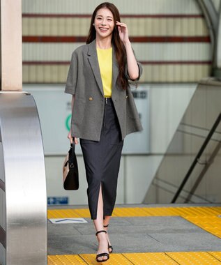 ANY SIS ツイーディカラミ ジャケット ブラックミックス