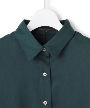 23区 【滝沢眞規子さん着用/洗える】メリノウールサテン 2WAYドルマンスリーブシャツ グリーン系