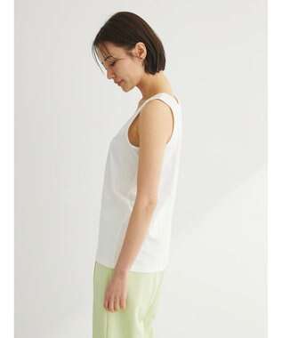 Green Parks インド綿 SET２点 刺繍７分丈ブラウス＋タンクトップ Off White