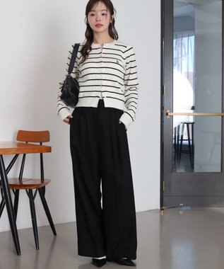 WEGO 【26年春新作】別注USPOLOケーブルニットカーデ ホワイトボーダー