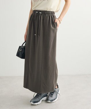 Green Parks ドロストイージーウエスト裏毛Ｉラインスカート Charcoal Gray