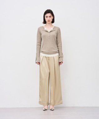 uncrave シャイニーダブルサテン ワイドパンツ ゴールドベージュ