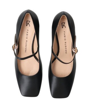 INTER-CHAUSSURES 【FABIO RUSCONI】スクエアトウワンストラップパンプス ブラック