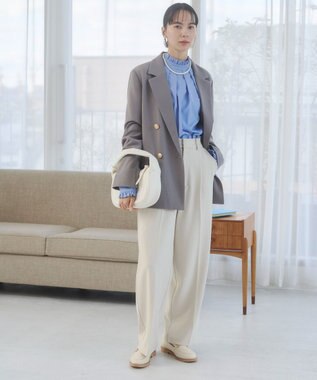 WEGO 【ANGIE VINTAGE/S/Mサイズ展開 / オケージョン対応 / セレモニー対応】ゴールドボタン テーラードジャケット / 金ボタン ダブル ブレザー ライトグレー