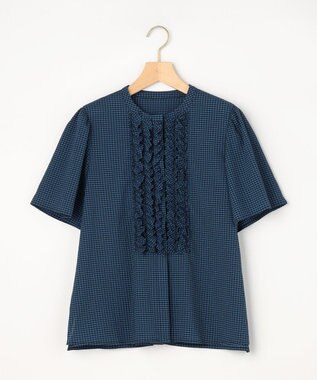 組曲 【先行予約】【WEB限定】サッカーギンガムチェック フロントフリルブラウス