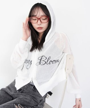 WEGO 刺繍ロゴメッシュニットパーカー ホワイト