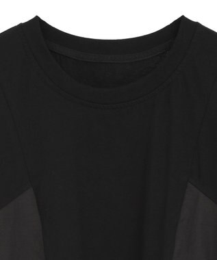 YECCA VECCA 【DOLL UP OOPS】異素材切替フレアートップス Black