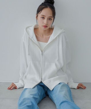 WEGO 【ユニセックス着用ITEM/SMLサイズ展開】リラックスフィットダブルZIPパーカー ホワイト