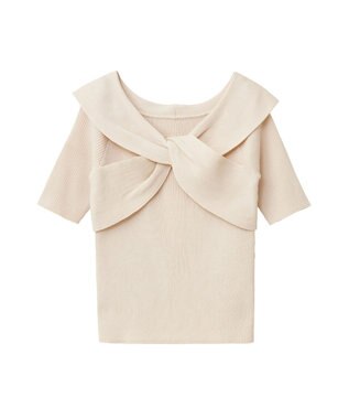 earth music&ecology フロントクロスリブニットプルオーバー Ivory