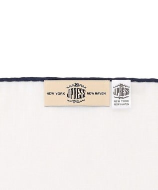 J.PRESS MEN 無地ヘムプリントリネン チーフ ネイビー系