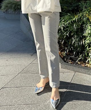 UNFILO センタープレステーパードデニム グレー